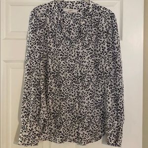 Loft Black and White Leopard Blouse Size M